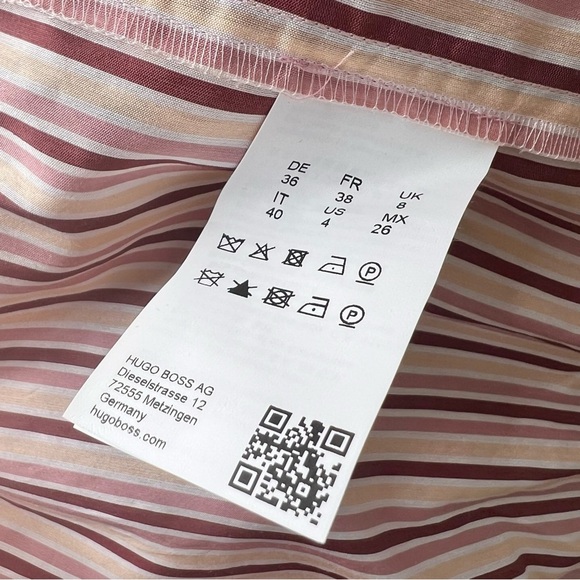 BOSS Datecara White Pink Striped Sleeveless V-Neck Midi Dress Sundress Sz 4 NWT - Picture 13 of 16